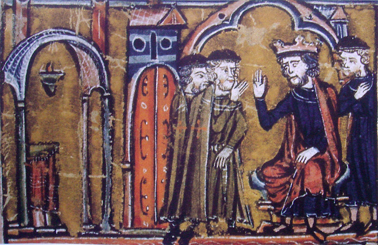 Baldwin II ceeding the Temple of Salomon to Hugues de Payens