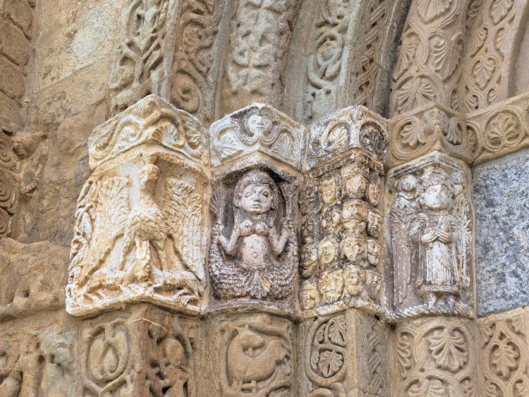Two-tailed siren in the Basilica of San Michele in Pavia