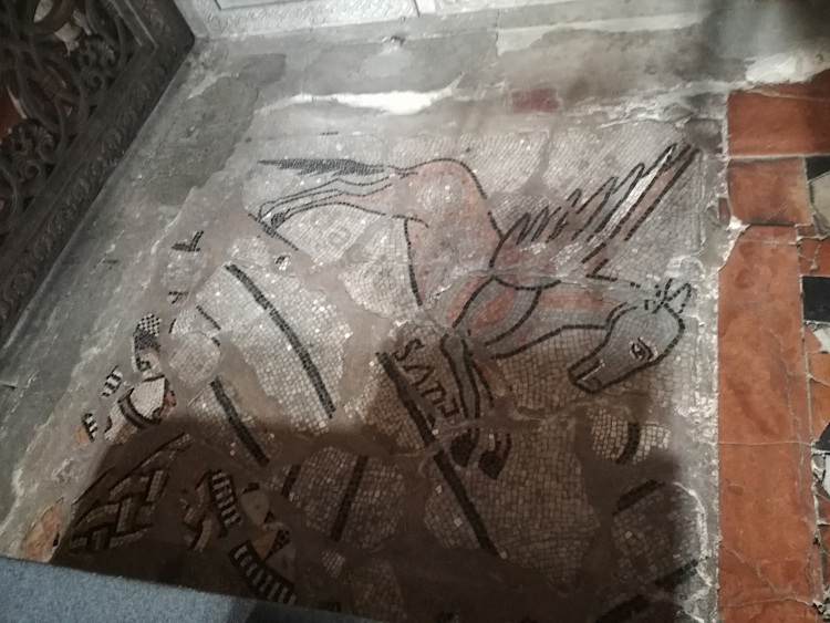 Winged horse in the mosaic of San Michele Maggiore, Pavia