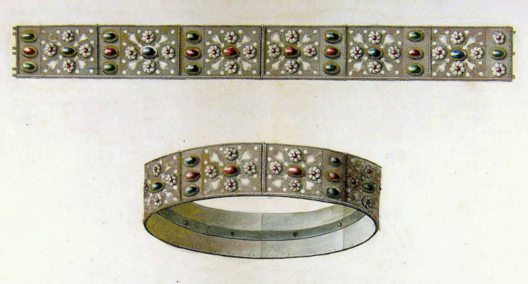 A 19th-century depiction of the Iron Crown, housed in the Chapel of Theodelinda
