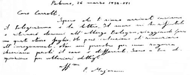L'ultima lettera di Majorana