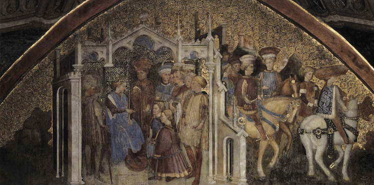 Cappella di Teodolinda, Autari invia degli ambasciatori al re dei Franchi Childeberto II