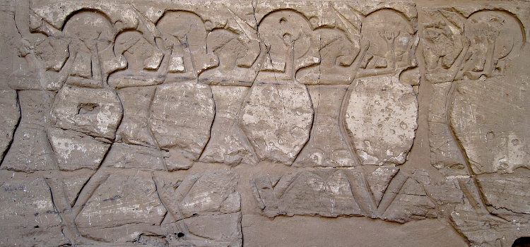 Mercenari Sherdana sui rilievi del tempio di Medinet Habu